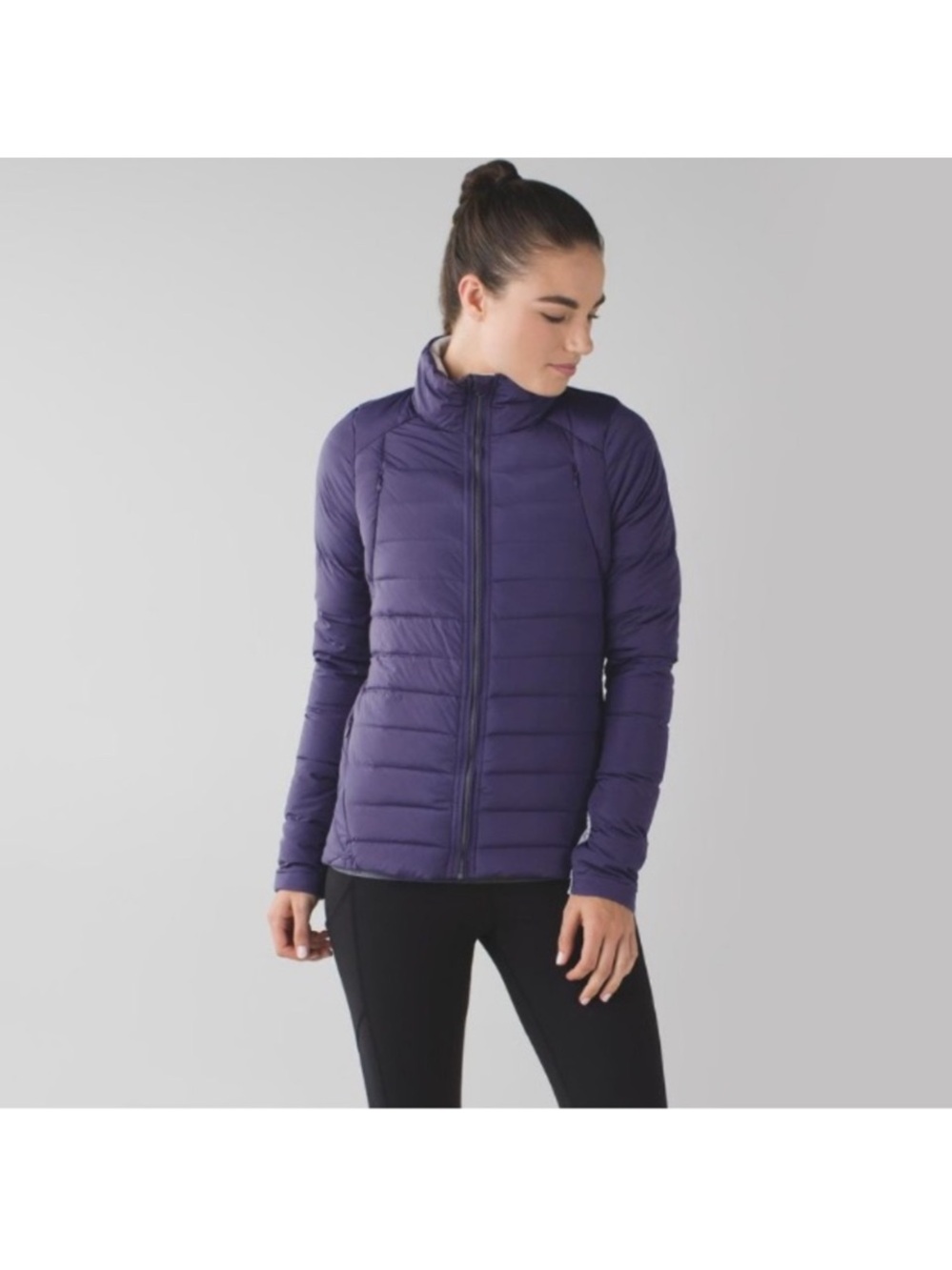 Lululemon Fluffed Up Jacket nightfall purple size 6 pit zips